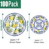100pcs Capri Lemon Party Plates - Blue & Yellow Lemon Theme Decorations (9" & 7" Plates) view 3