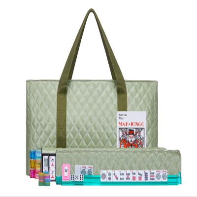 C&H Solutions American Mah Jongg Complete Set, 166 Tiles with All in one Combo Rack with Green PU Bag