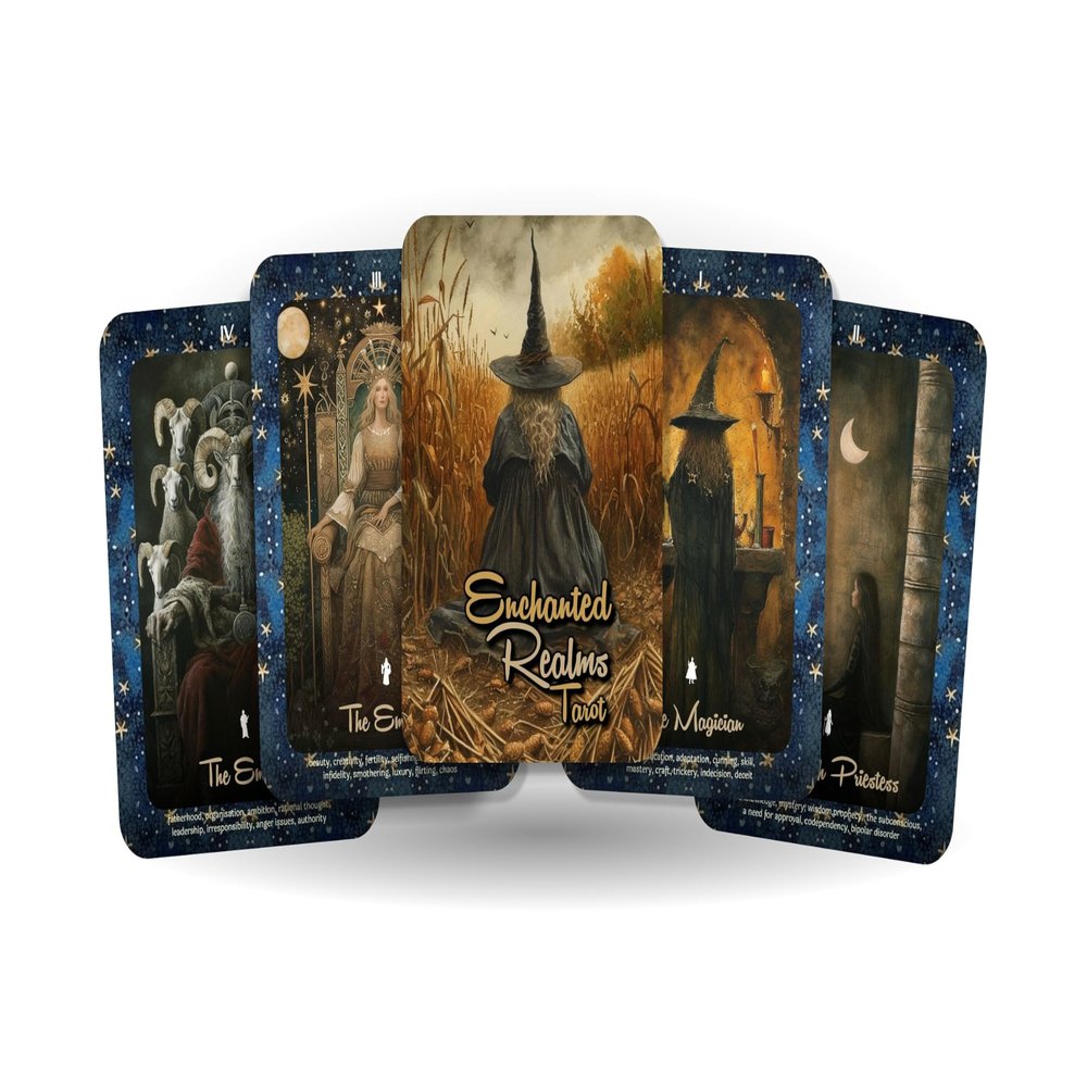 Enchanted Realms Tarot - 78 Cards - Tarot - Tarot Deck - Fortune Telling - Divination Tools - Wisdom of The Witch in Your Hands