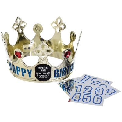 Amscan Add-an-Age Birthday Gold Crown - 3" x 5" (1 Set), Customizable Gold Head Accessory, Perfect for Fun Birthday Celebrations