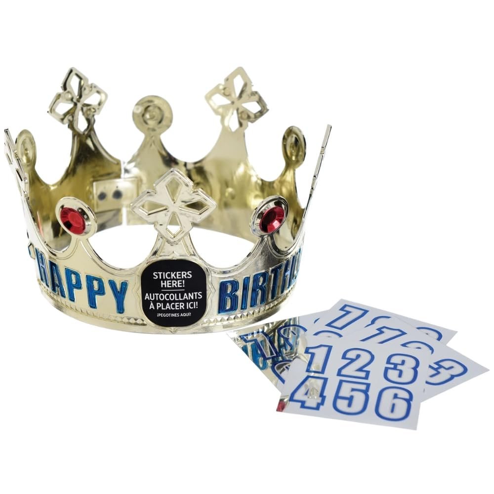 Amscan Add-an-Age Birthday Gold Crown - 3" x 5" (1 Set), Customizable Gold Head Accessory, Perfect for Fun Birthday Celebrations