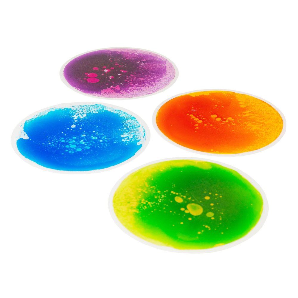 Fun and Function - Jumbo Round Gel Floor Tiles - Set of 4 - Sensory Floor Tiles for Kids - Liquid Squares for Home, School or Clinic - for Kids with Sensory Needs