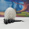 3D Printed Baby Dragon with Dragon Egg, 6" Articulated Back and White Cherry Blossom Baby Dragon, Home Decor Executive Desk Toys,Fidget Toys for Autism/ADHD BD004-BW view 3