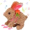 Hopearl Hopping Rabbit with LED Ears Carrot Backpack Interactive Plush Bunny Toy with Sounds Animated Walking Wiggle Light up Ears Twitch Nose Gift for Toddlers, Brown, 7'' view 1