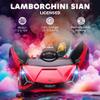 Aosom 12V Ride on Car, Lamborghini SIAN Licensed Battery Powered Electric Car for Kids with Remote Control, Horn, Music, & Headlights, Red view 3