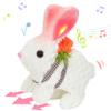 Hopearl Hopping Rabbit with LED Ears Carrot Backpack Interactive Plush Bunny Toy with Sounds Animated Walking Wiggle Light up Ears Twitch Nose Gift for Toddlers, White, 7'' view 1