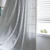 Daesar Bedroom Curtains 2 Panel Sets, Cotton Hook Window Curtains 52" W x 118" H Drapes Embroidered Square Solid Color Tassels Grey Semi Blackout Curtains for Living Room view 2