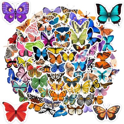 100 Assorted Butterfly Stickers - Waterproof Vinyl Decals for Journals, Water Bottles, Laptops, Kindle - Versatile Decorative Stickers for Crafts & Rewards