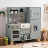 ROBUD Play Kitchen Set, Wooden Play Kitchen with Ice Maker, Fridge, Coffee Machine, Oven, Dishwasher, Microwave, Kitchen Accessories, Toy Kitchen Gift for Boys Girls, 3+ view 1
