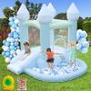 FOOING Blue Bounce House, Inflatable Bounce House with Air Blower, Jumping Castle Bounce House with Ball Pit for Party, Wedding, Backyard Easy to Set Up, Safe for Family view 1