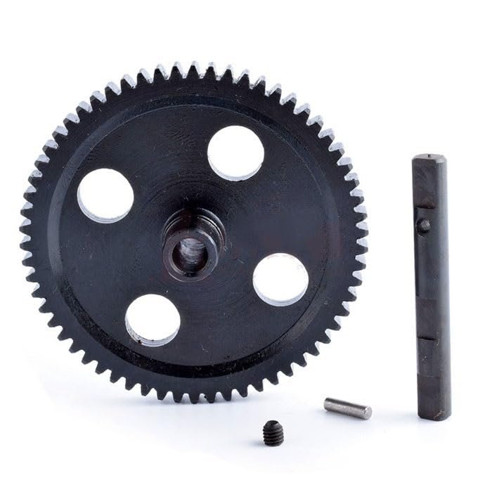 DAYUDDRICAR 62T Reduction Gear Spare Part for WLtoys 12428/12423 1/12 RC Car Crawler/Short Course Truck Upgrade Accessories (Black, Alloy Steel, 62 Teeth, 51mm Diameter, 3.3mm-5mm Shaft, 2x7.7mm Pins)