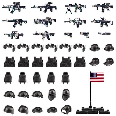 MaozyHomie 51 Pcs Toy Soldiers Figures US Camouflage Weapons Army Battle Toy Set - Weapons Pack Military Accessories Kits Toys Building Blocks Compatible with Major Brand, 3 Years Old and up