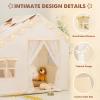 PIIKAGO Kids Play Tent with Mat - Kids Tent Indoor with Star Lights and Flags, Toddler Tent for Kids Ages 3-8, Toddler Playhouse for Girls Boys, 57" x 35" x 47" (Beige) view 2