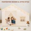 PIIKAGO Kids Play Tent with Mat - Kids Tent Indoor with Star Lights and Flags, Toddler Tent for Kids Ages 3-8, Toddler Playhouse for Girls Boys, 57" x 35" x 47" (Beige) view 3