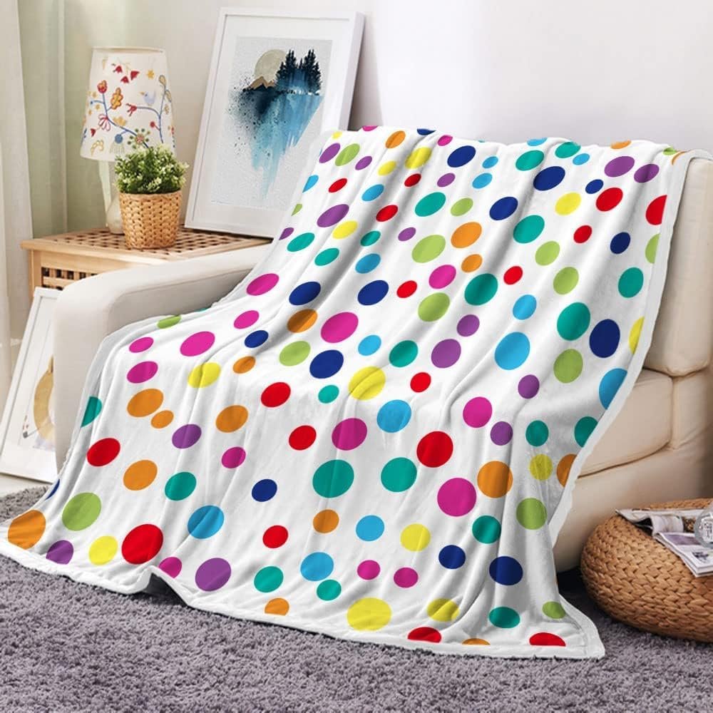 Baby Blanket for Girls Boys, 40x30 Inches Soft Baby Flannel Blankets with Clolrful Rainbow Polka Dots Pattern, Warm Blanket Bed Throws for Newborn, Infant, Babies, Colorful