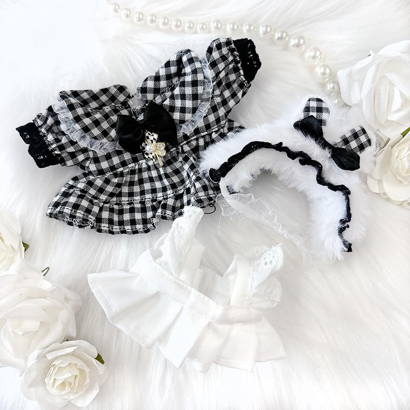 G.triger Gingham Check Dress & Rabbit Ear Headdress Set for Plush Toys [for 3.9 - 5.9 inches (10 - 15 cm)] g.triger G.triger Gee Trigger for Pushing Sewing