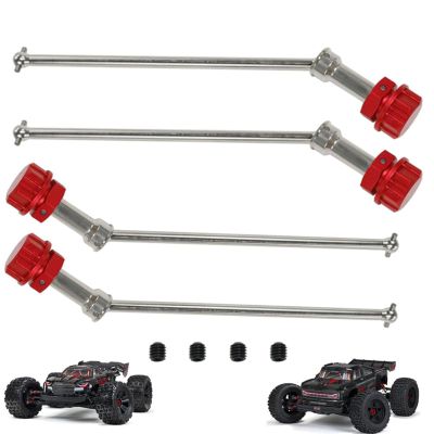 Steel RC CVD Drive Shaft + Wheel Hex Nuts Upgrades Part for Arrma 1/5 KRATON 8S BLX,Outcast 8S BLX (Red)