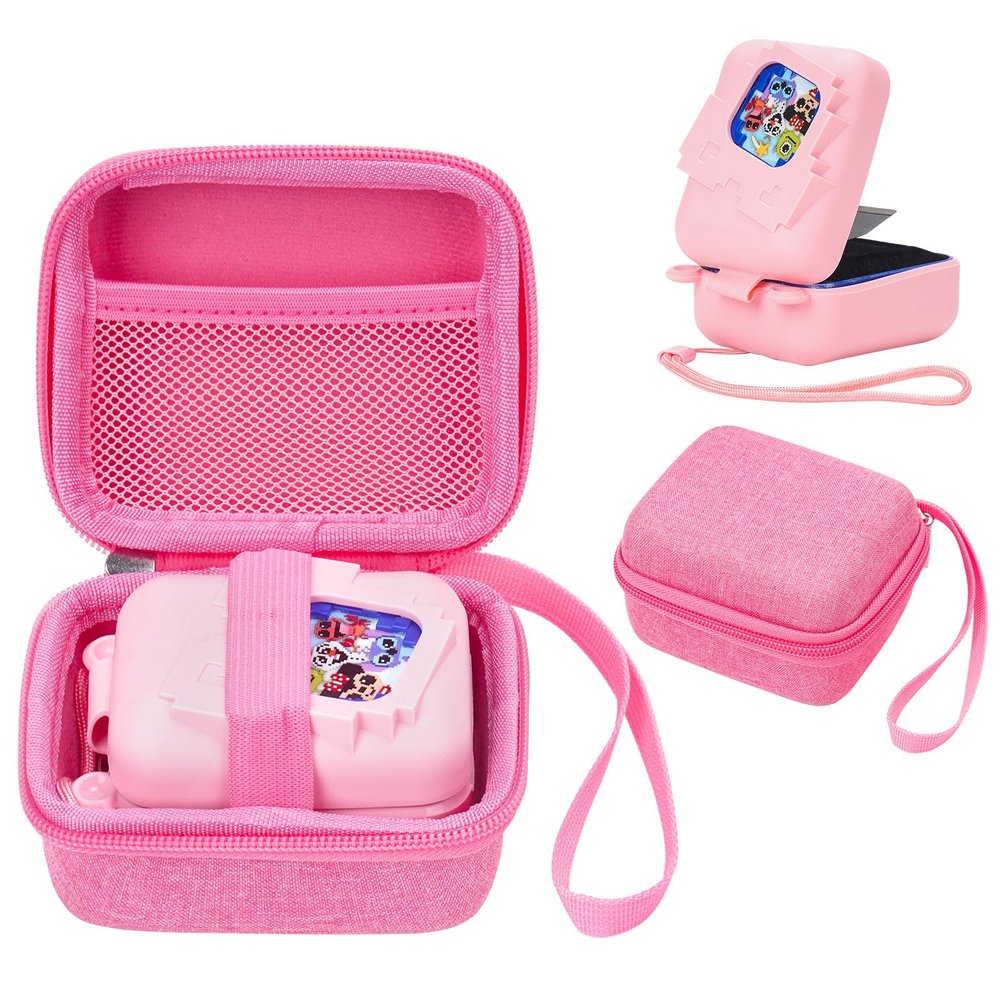 MGZNMTY Carrying Case and Silicone Case for Bitzee Disney Interactive Toy Digital Pet - Protective Skin Cover for New Bitsy Electronic Virtual Pet (Pink)