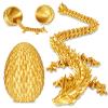 Dragon Eggs with Dragon Inside, 3D Printed Surprise Funny Gifts for Kids, Articulated Dragon Fidget Toys for Adults, Executive Desk Toys Office Room Dcor (Gold, M-Size) view 1