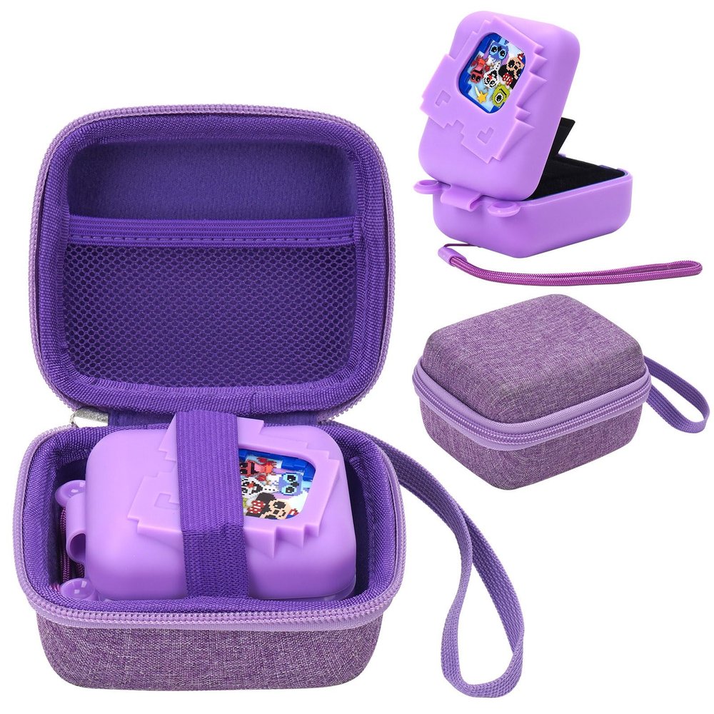 MGZNMTY Carrying Case and Silicone Case for Bitzee Disney Interactive Toy Digital Pet and Protective Skin Cover for New Bitsy Electronic Virtual Pet (Purple)