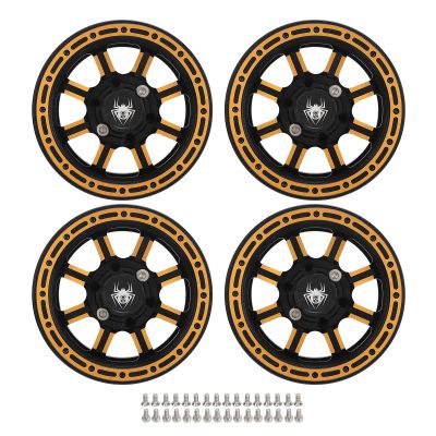 1.9 Beadlock Wheels Aluminium Rc Car Wheels Lightweight Wear Resistant 4pcs 1.9 Replaceable Rc Wheel Hubs for Axial Scx10 Scx24 Rc Crawler (Gold)