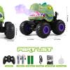 DYODYORC Remote Control Car, 2.4Ghz All Terrain Dinosaur Monster Truck Toys, RC Truck with Spay, Music, 3 Lighting Effects, Stunt Capable, Toy Gifts for Boys and Girls (Green Purple) view 2