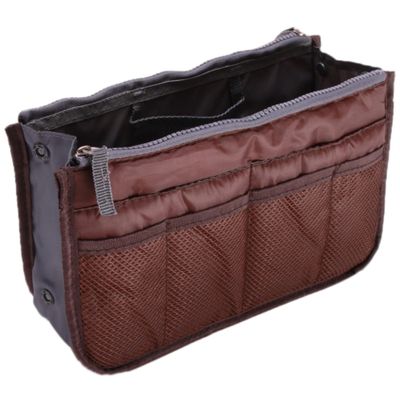 10.2''X3.35''X5.91'' Purse Organizer Insert for Handbags Bag Organizers Inside Tote Pocketbook Multi Pockets (Khaki)