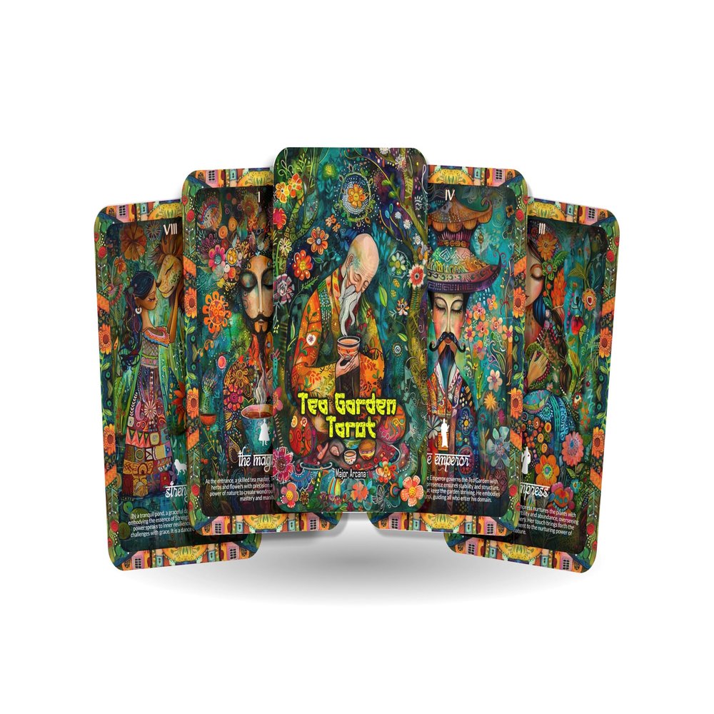 Tea Garden Tarot - Major Arcana - A Unique Spiritual Journey - Sipping Serenity and Insight amidst The Lush Tea plantations.