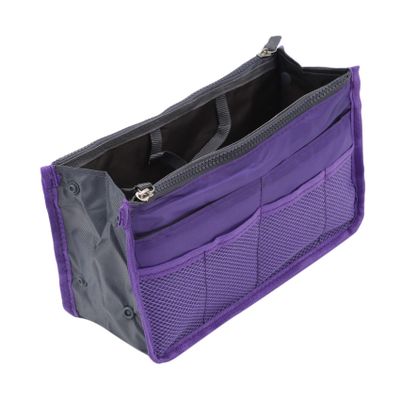 10.2''X3.35''X5.91'' Purse Organizer Insert for Handbags Bag Organizers Inside Tote Pocketbook Multi Pockets (Purple)
