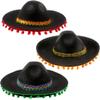 Cagemoga 3 Pack Mexican Sombrero Hat Black Felt Fiesta Large Sombrero Hat with Ball Fringe for Fiesta Mexican theme Party Outfit Accessories view 1