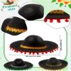 Cagemoga 3 Pack Mexican Sombrero Hat Black Felt Fiesta Large Sombrero Hat with Ball Fringe for Fiesta Mexican theme Party Outfit Accessories view 2