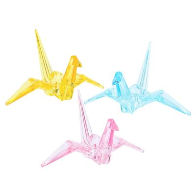 GANAZONO 3pcs Acrylic Origami Crane Decor Cranes for Boys and Girls Room Party Supplies and Garden Decoration Unique Tabletop Ornaments and Orange
