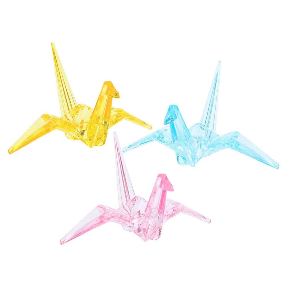 GANAZONO 3pcs Acrylic Origami Crane Decor Cranes for Boys and Girls Room Party Supplies and Garden Decoration Unique Tabletop Ornaments and Orange