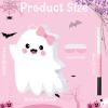Aoriher Ghost Piata Pink Halloween Piata White Pink Ghost Party Piata with Bat Stick Blindfold Mask Confetti for Halloween Holiday Theme Festival Birthday Party Supplies Decoration(Cute) view 2