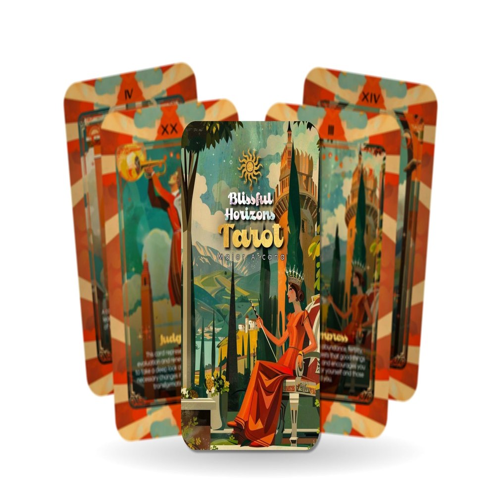 Blissful Horizons Tarot - 22 Major Arcana - Uplifting Tarot Deck Designed to Bring Joy - Divination Tools