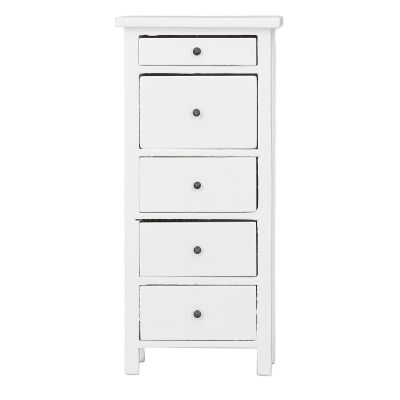 1:12 Scale Dollhouse Chest of Drawer - 5.12 x 2.28 x 1.46in Wooden Dollhouse Vertical Storage Cabinet - Miniature White Bedroom Furniture Doll House Decoration