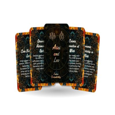 Ibiza Tarot Aries and Leo - Zodiac Compatibility - Divination Tools - Oracle Cards - Star Sign Compatibility - Horoscope Compatibility Cards