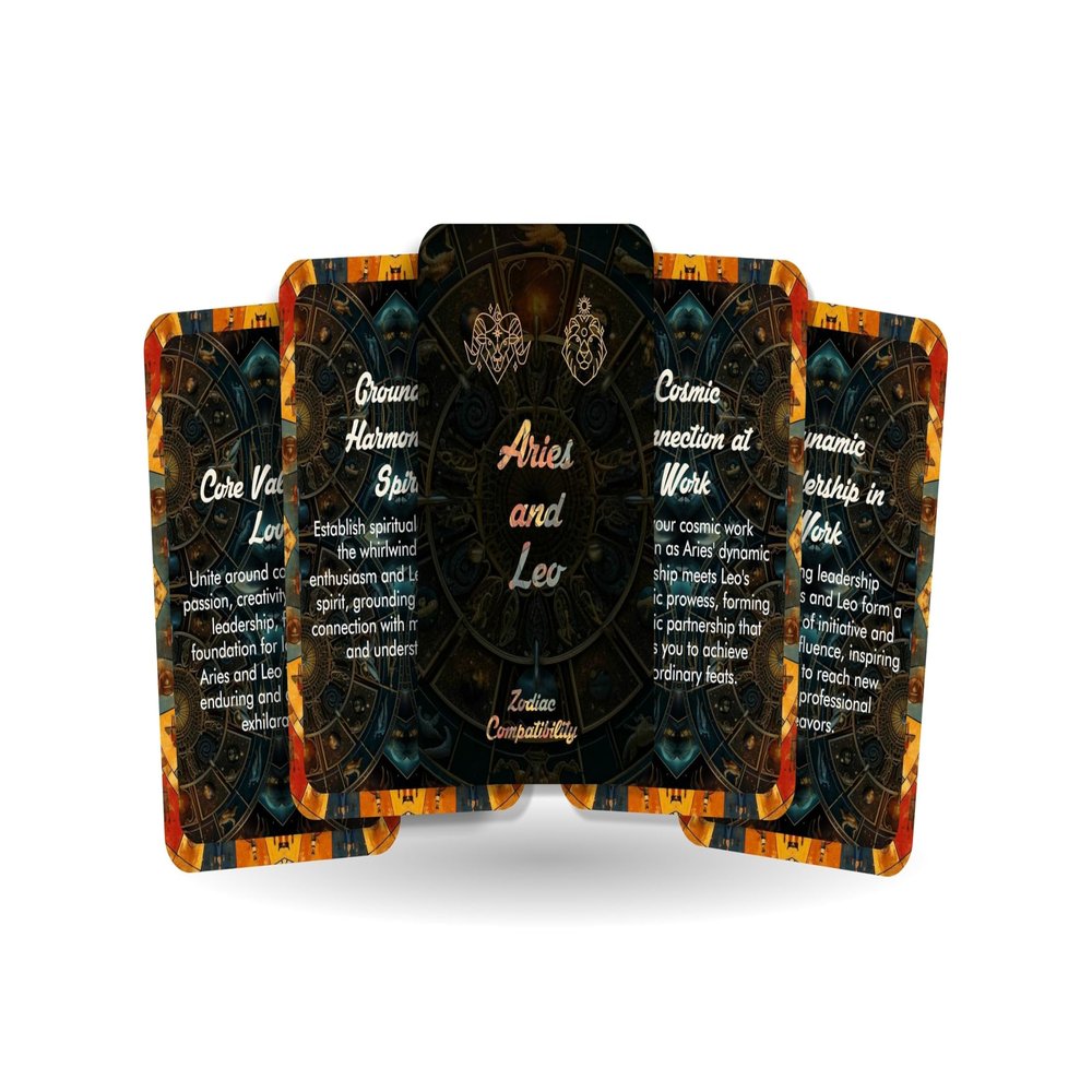 Ibiza Tarot Aries and Leo - Zodiac Compatibility - Divination Tools - Oracle Cards - Star Sign Compatibility - Horoscope Compatibility Cards