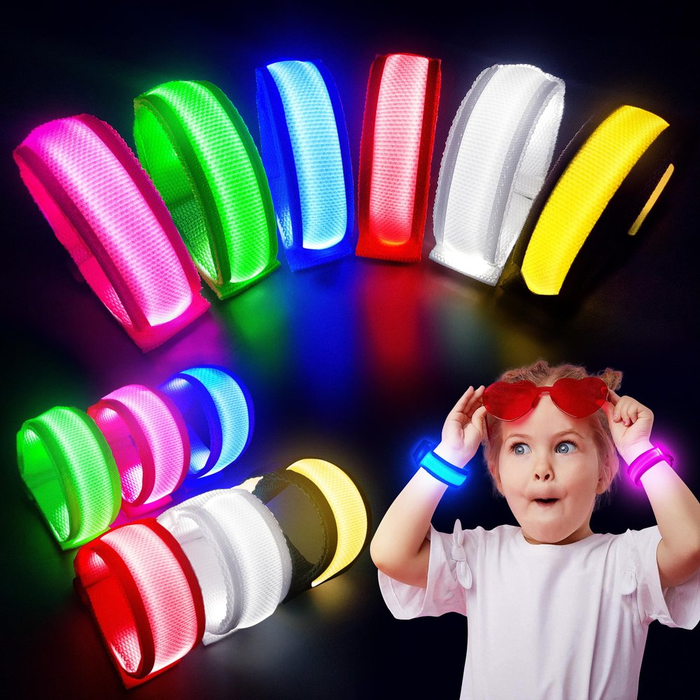 FANL 12 PCS Glow Bracelets, LED Bracelets for Kids and Adults, Glow in The Dark Party Supplies for Music Festival, Festival Camping, Rave Accessories, Light Up Party Favors