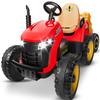 24V Ride On Tractor w/Tiltable & Detachable Trailer, 2x65W Motors, EVA Tires, Remote Control, Bluetooth, Shifter, Music, Electric Car for Kids (Red) view 1