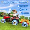 24V Ride On Tractor w/Tiltable & Detachable Trailer, 2x65W Motors, EVA Tires, Remote Control, Bluetooth, Shifter, Music, Electric Car for Kids (Red) view 2