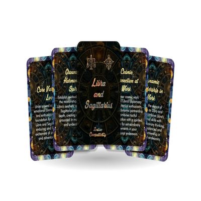 Ibiza Tarot Libra and Sagittarius - Zodiac Compatibility - Divination Tools - Oracle Cards - Star Sign Compatibility - Horoscope Compatibility Cards