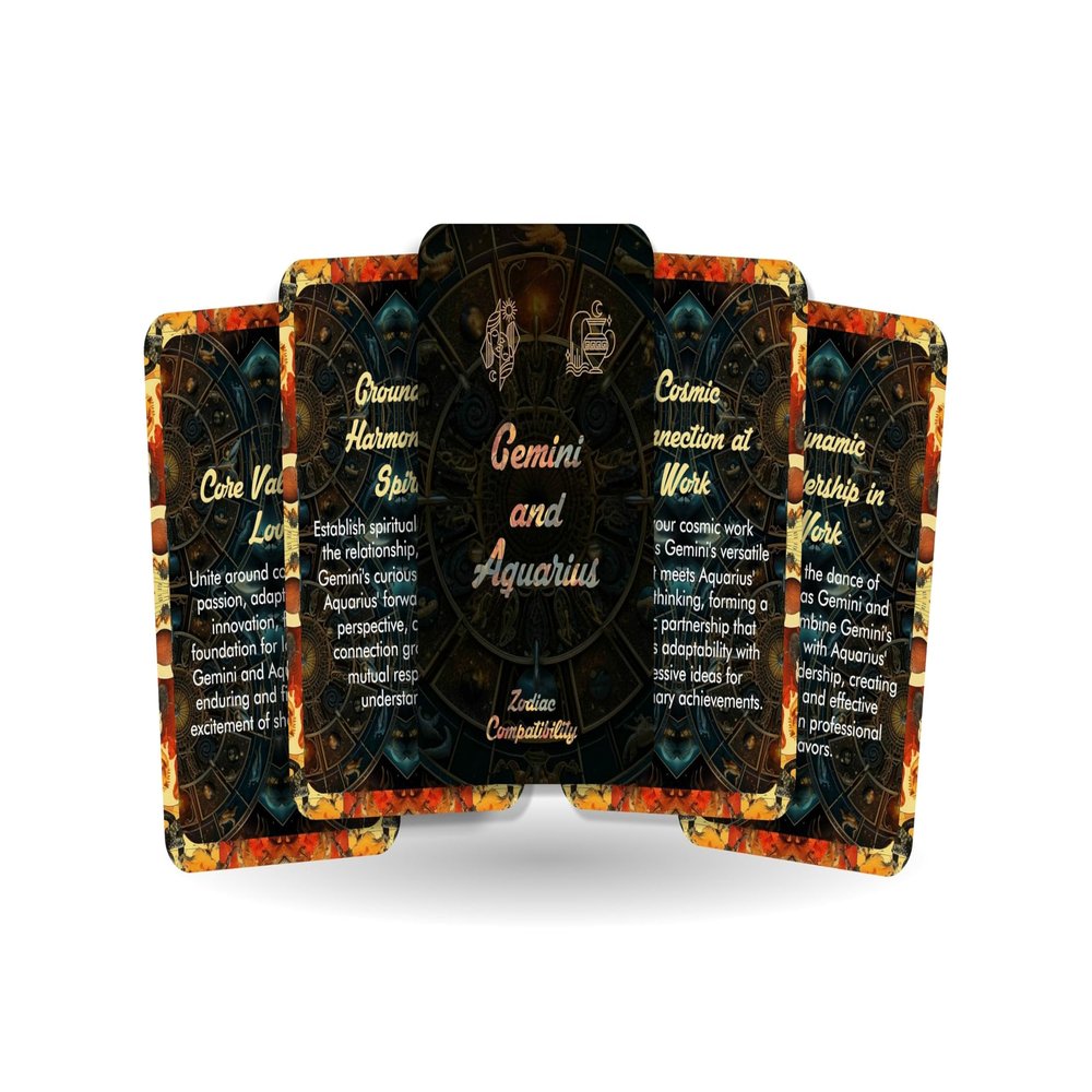 Gemini and Aquarius - Zodiac Compatibility - Divination Tools - Oracle Cards - Star Sign Compatibility - Horoscope Compatibility Cards