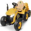 24V Ride On Tractor w/Tiltable & Detachable Trailer, 2x65W Motors, EVA Tires, Remote Control, Bluetooth, Shifter, Music, Electric Car for Kids (Yellow) view 1