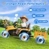 24V Ride On Tractor w/Tiltable & Detachable Trailer, 2x65W Motors, EVA Tires, Remote Control, Bluetooth, Shifter, Music, Electric Car for Kids (Yellow) view 2