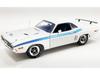 1/18 scale diecast car model of 1971 R/T 383 Magnum Brite White with Blue Stripes and Blue Interior Limited Edition to 468 pieces Worldwide die cast model car by ACME A1806027 view 1