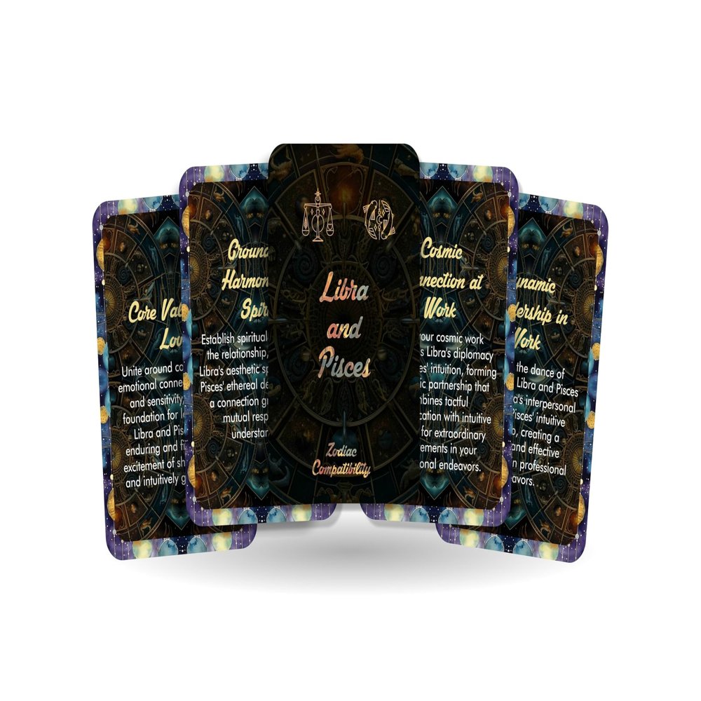 Ibiza Tarot Libra and Pisces - Zodiac Compatibility - Divination Tools - Oracle Cards - Star Sign Compatibility - Horoscope Compatibility Cards
