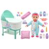 New Adventures Little Darlings: 12" Bassinet Baby Doll Set - Teal, Pink, Stars - Soft Body Doll, Plastic Bassinet, Accessories, Toddler Kids Ages 2+ view 1