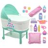 New Adventures Little Darlings: 12" Bassinet Baby Doll Set - Teal, Pink, Stars - Soft Body Doll, Plastic Bassinet, Accessories, Toddler Kids Ages 2+ view 2