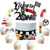 198 Pcs Race Car Half Way to First Birthday Party Supplies Decorations - Racing 1/2 Way to One Plates Cups Tablecover Cake Toppers Banner Balloons Arch for Racing Theme Boys 6 Months Bday Party Favor view 2